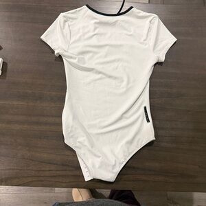 Missguided White Body suite with black trim